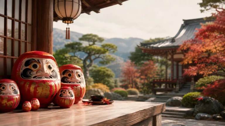 少林山達磨寺と高崎だるま文化をイメージした落ち着いた風景