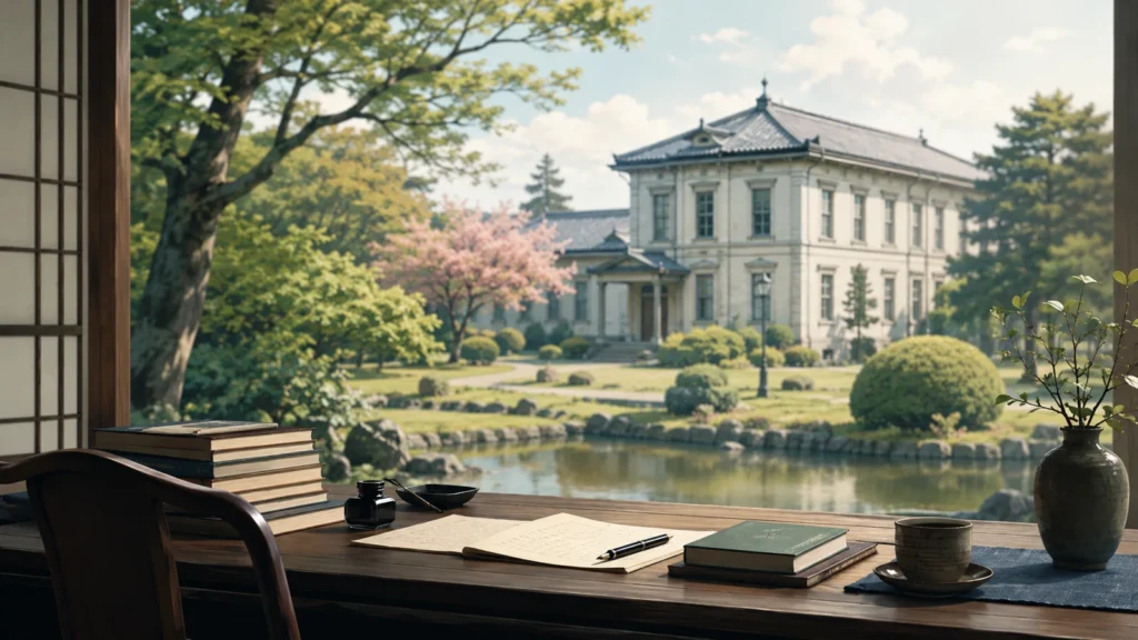 田山花袋と館林の文学文化をイメージした落ち着いた風景