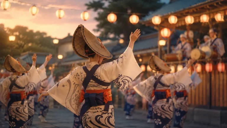 八木節音頭のにぎわいと地域文化をイメージした風景