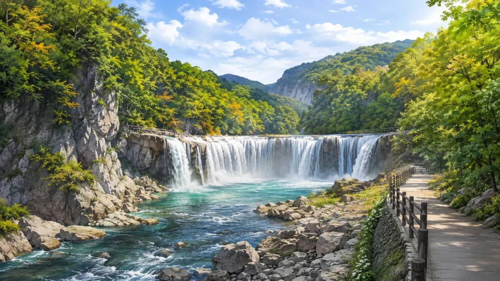 吹割の滝と片品渓谷の自然をイメージした渓谷風景