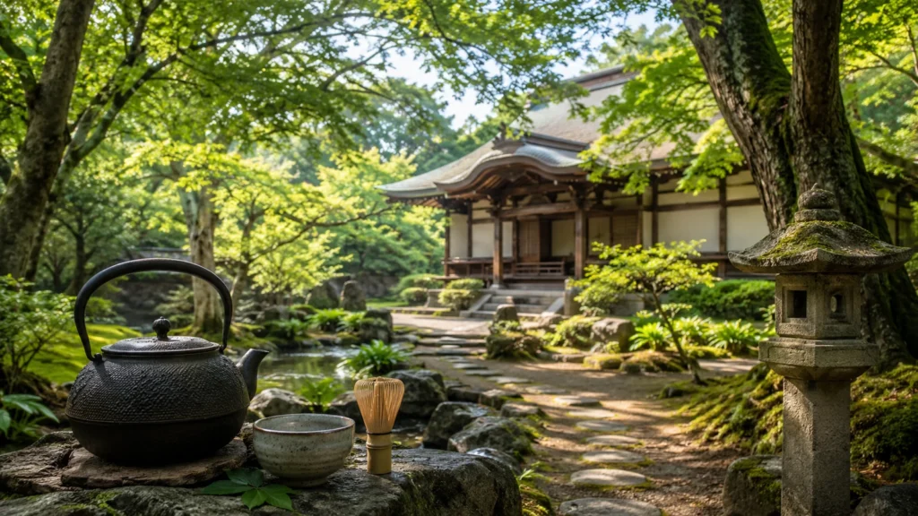 茂林寺と分福茶釜の民話をイメージした寺院風景